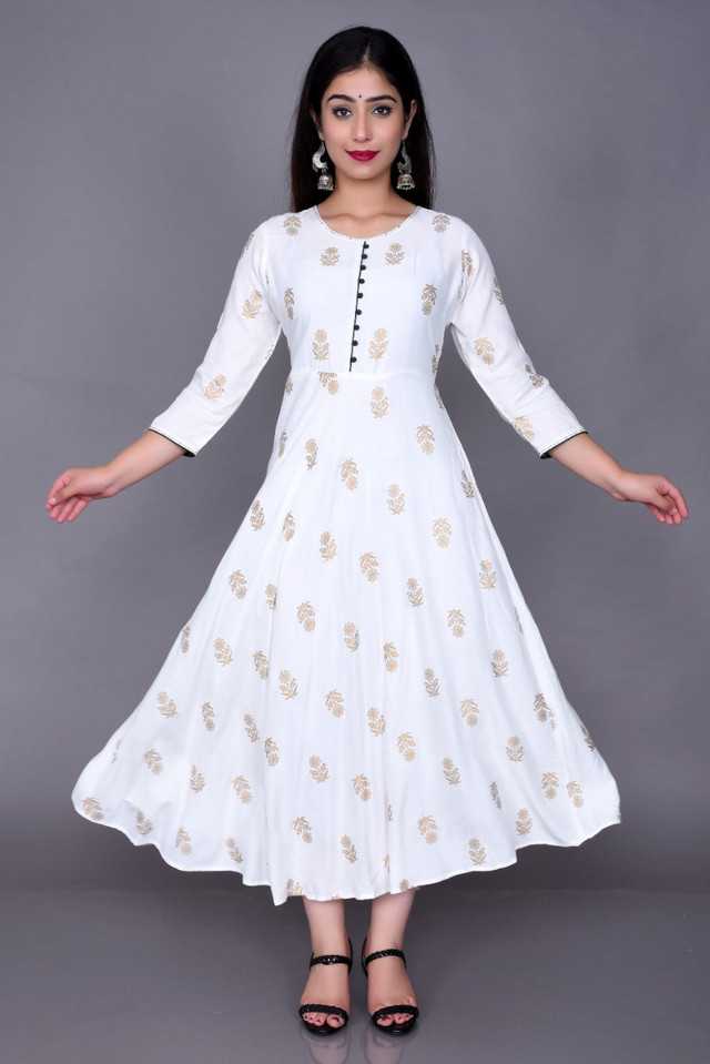Aman Rayon Kurtis For Women (White)