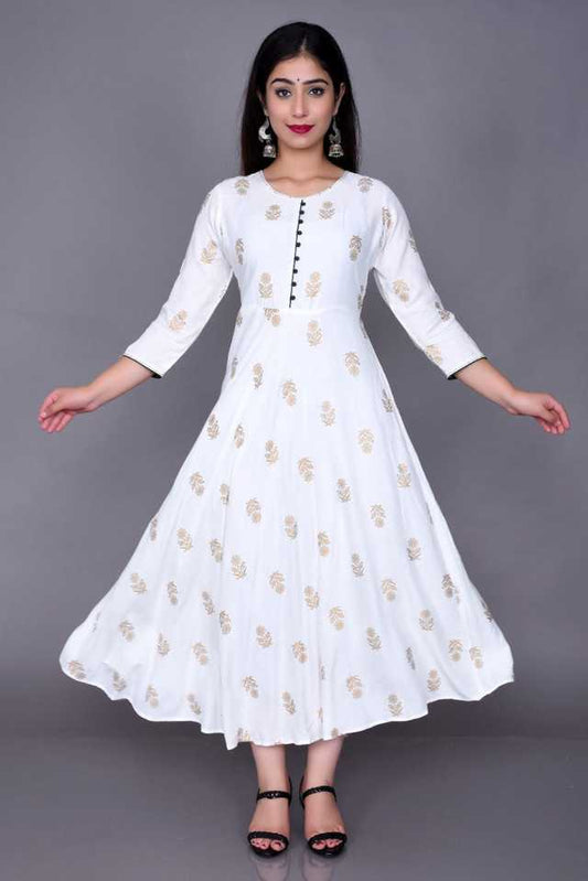 Aman Rayon Kurtis For Women (White)